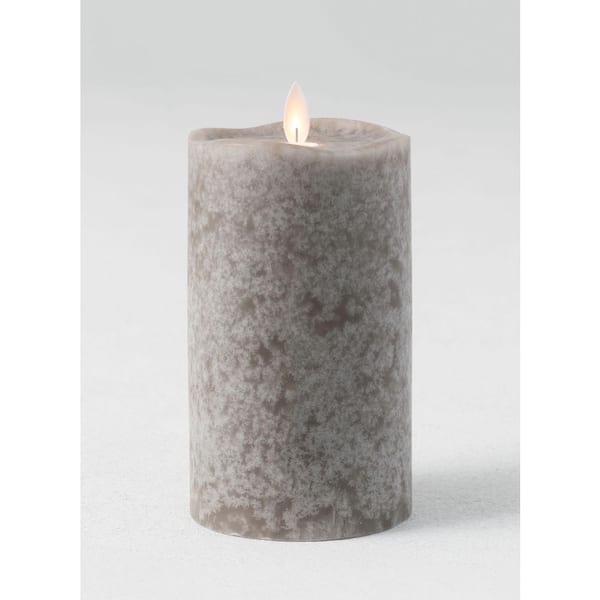 SULLIVANS 8 in. Gray Mottled LED Pillar Candle