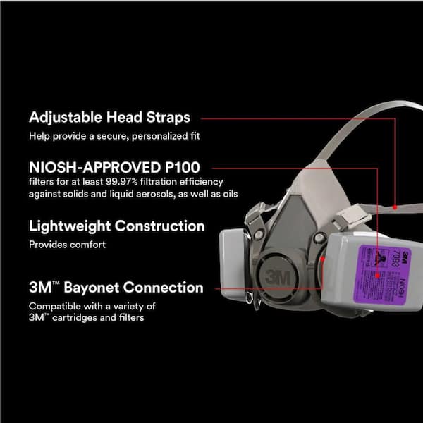 P100 Hard Case Particulate Reusable Respirator, Medium, 1-Facepiece and 1 Pair