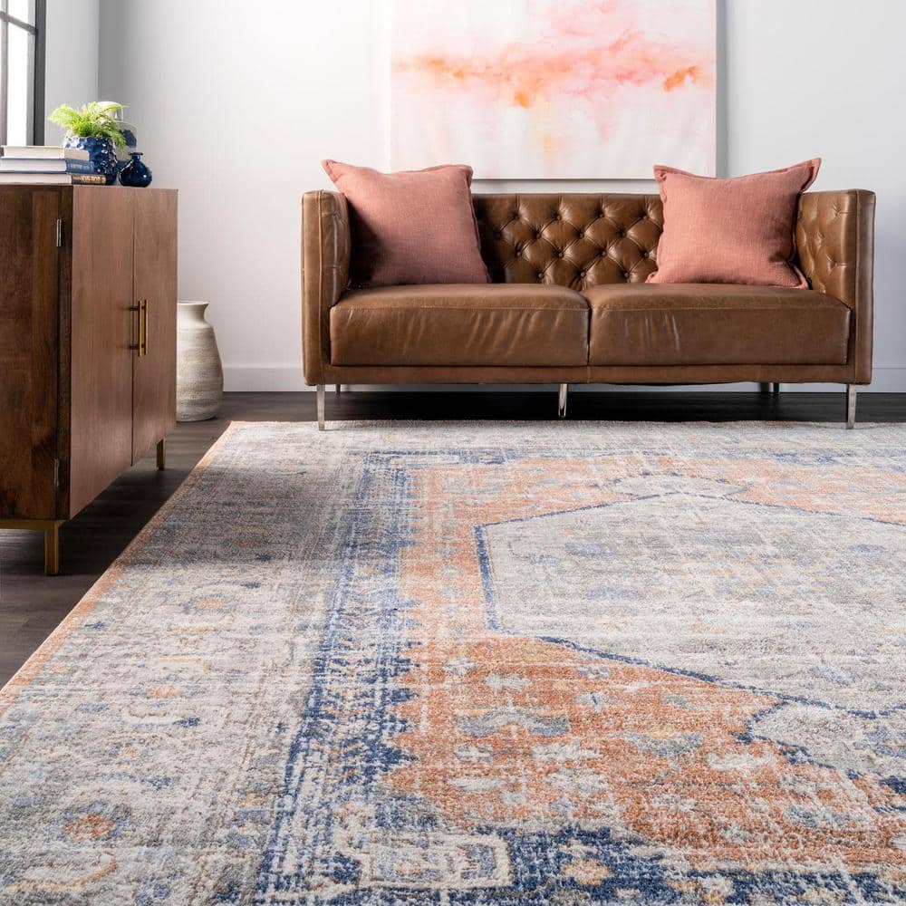Reversible Rectangular Easy Care Orange Spot Area Rug