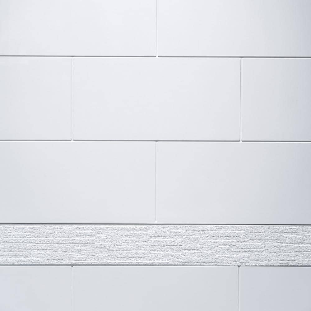 High Gloss White 4-Piece Glue Up Alcove Shower Surround