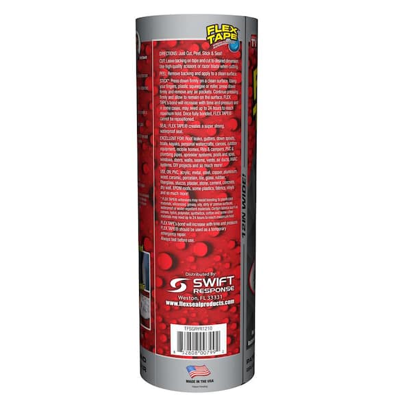 Flex Tape Gray 12 in. x 10 ft. Strong Rubberized Waterproof Tape (4-Pack)