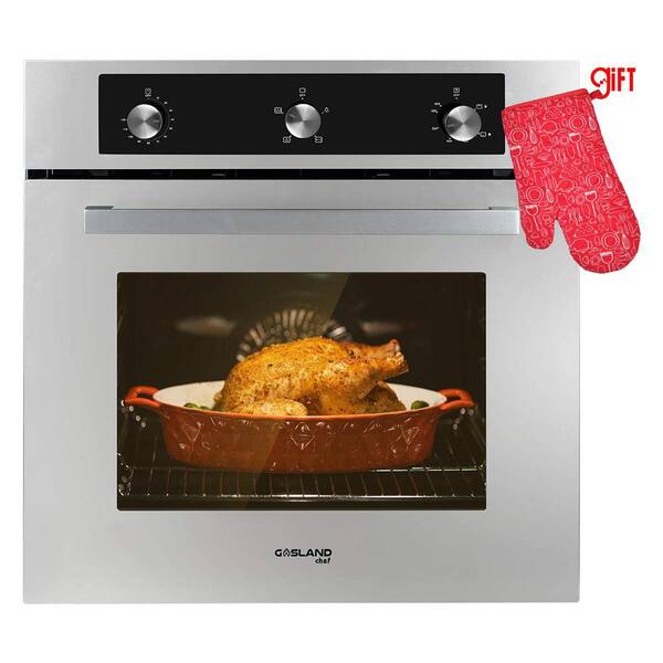 GASLAND Chef 24 in. Built-In Single Natural Gas Wall Oven with Rotisserie Mechanical Knobs Control in Stainless Steel