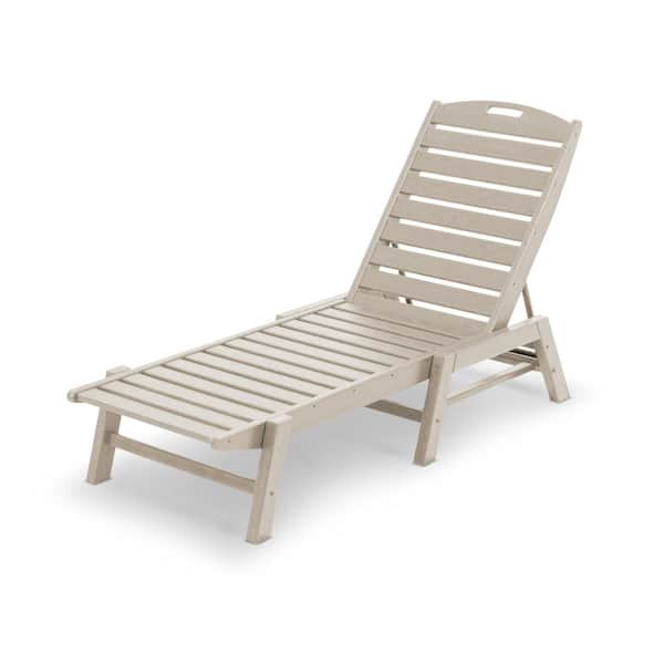 POLYWOOD Nautical Sand 1-Piece Plastic Outdoor Chaise