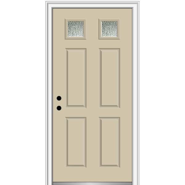 MMI Door 32 in. x 80 in. Right-Hand/Inswing Rain Glass Wicker Fiberglass Prehung Front Door on 4-9/16 in. Frame