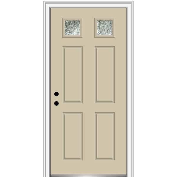 MMI Door 36 in. x 80 in. Right-Hand/Inswing Rain Glass Wicker Fiberglass Prehung Front Door on 4-9/16 in. Frame