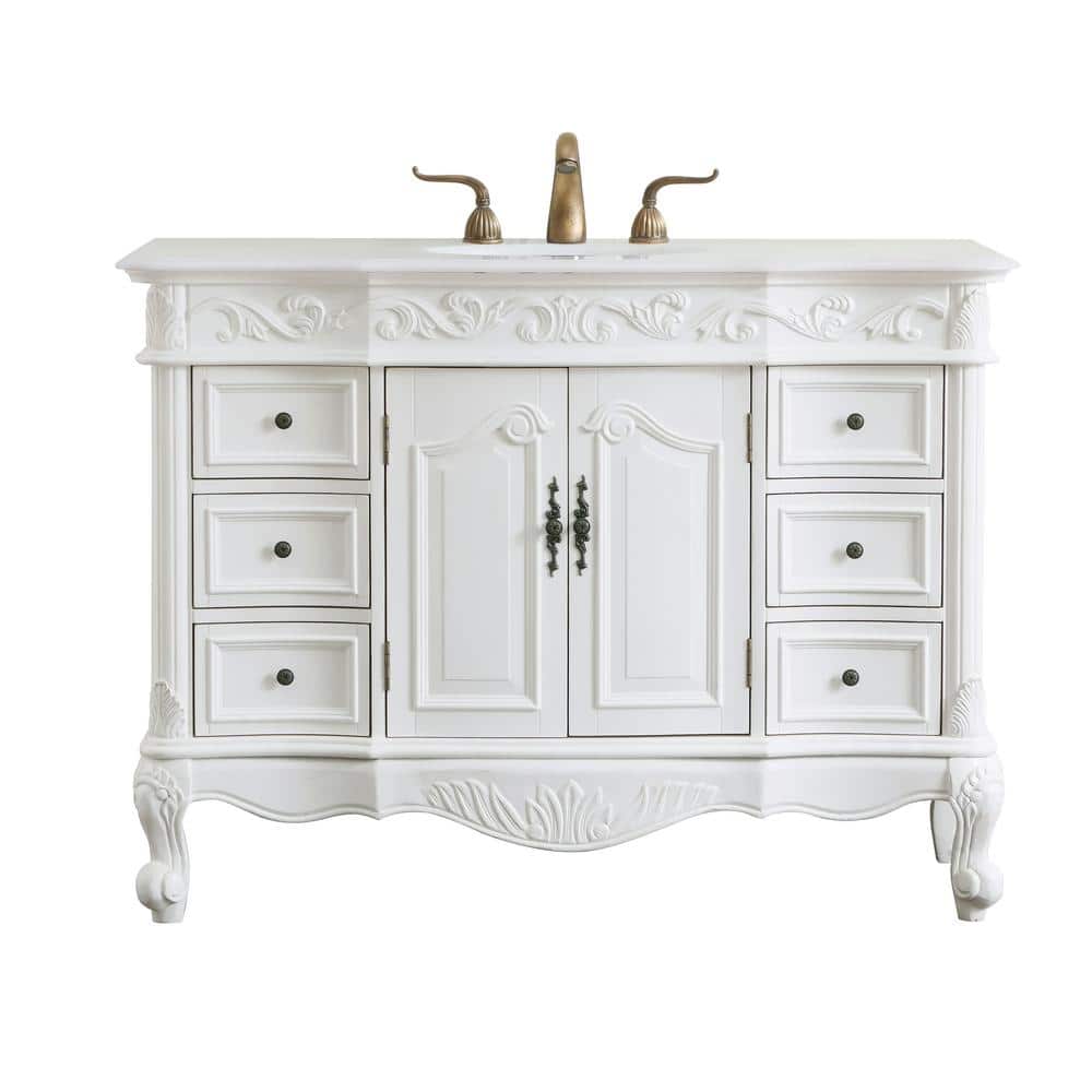 Simply Living 48 in. W x 22 in. D x 36 in. H Bath Vanity in Antique White w
