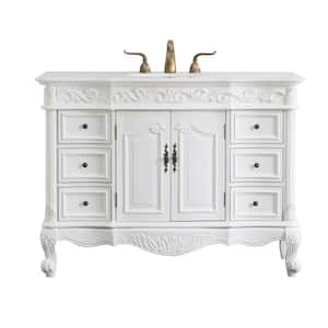 Simply Living 48 in. W x 22 in. D x 36 in. H Bath Vanity in Antique White with Ivory White Engineered Marble