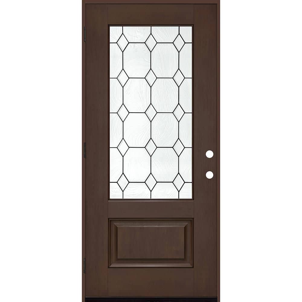 Regency 32 in. x 80 in. 3/4L Marquise Glass RHOS Hickory Stain Fiberglass Prehung Front Door with 4-9/16 Jamb price history on PriceWatchPro