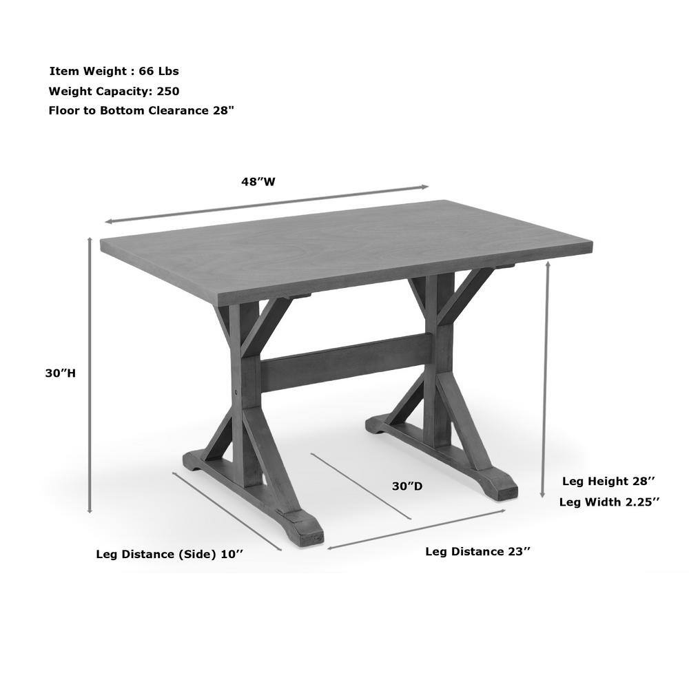 Florence 26.7" Square Weathered Gray Farmhouse Trestle Dining Table