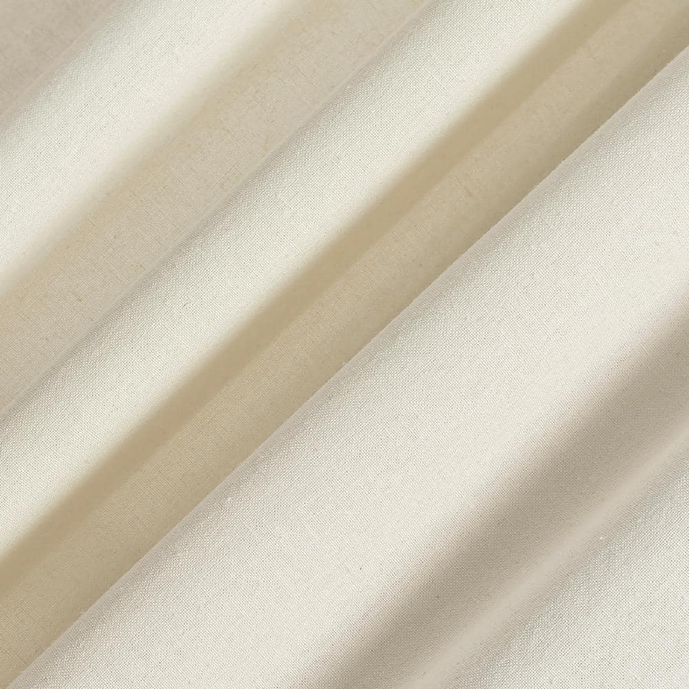 Cream Cotton Blend Button Tab Top Sheer Curtain Panel 40" x 63"