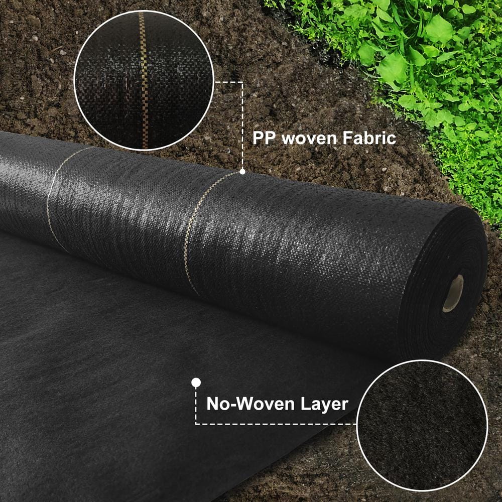 VEVOR Weed Barrier Fabric, Heavy Duty 4x100ft 5.8oz Woven Landscape Fabric, Garden Fabric Weed Barrier, Weed Control Fabric Ground Cover, Geotextile