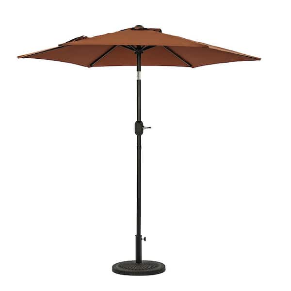Island Umbrella Bistro 7.5 ft. Polyester Hexagon Market Patio Umbrella in Coffee