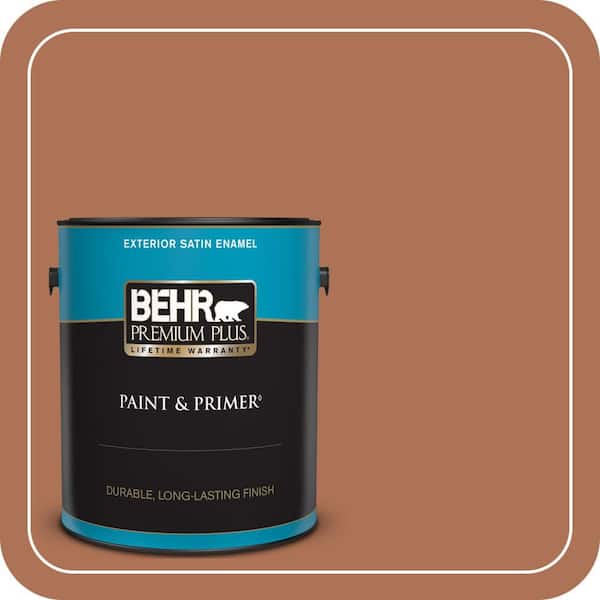 BEHR PREMIUM PLUS 1 gal. #PPU3-15 Glazed Pot Satin Enamel Exterior Paint & Primer