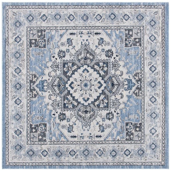 SAFAVIEH Charleston Blue/Gray 7 ft. x 7 ft. Border Floral Square Area Rug