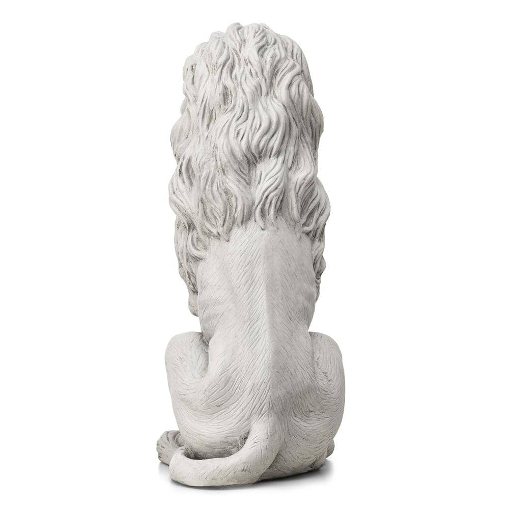 27.75" White Faux Stone Guardian Lion Garden Statue