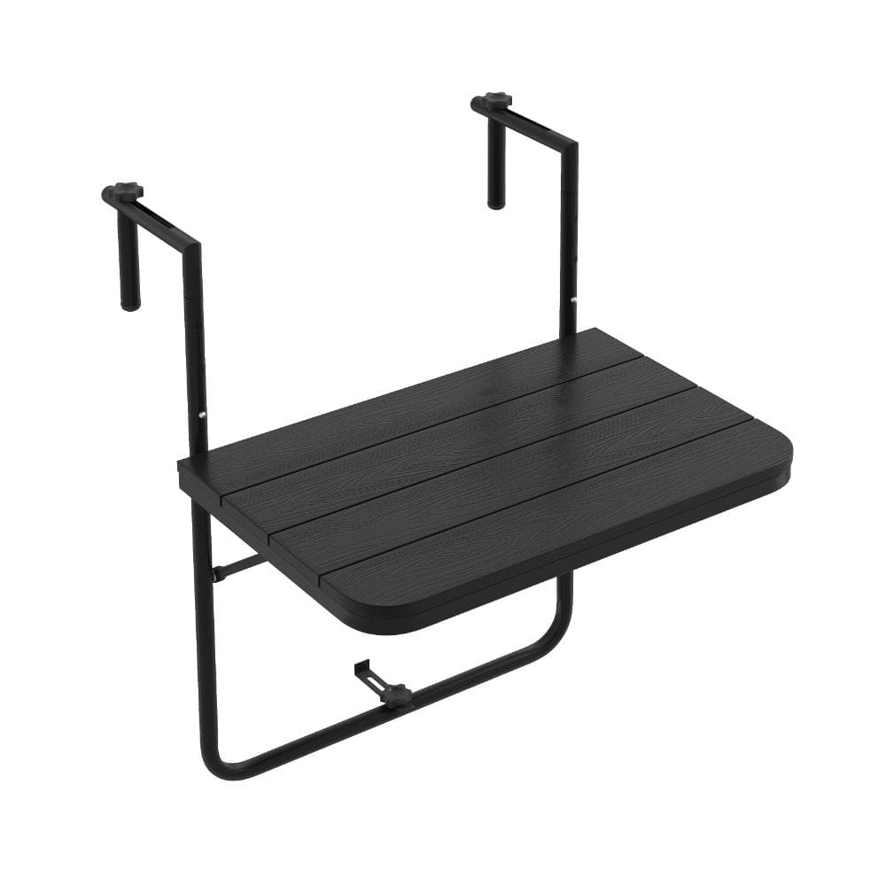 Folding Hanging Balcony Table with 3 Level Height Adjustment for Patio Railing in Black price history on PriceWatchPro