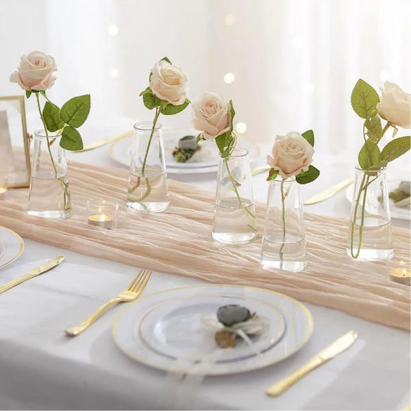 5.3 in. Clear Glass Vase Set of 12 Decorative Vase for Wedding Party Centerpiece Home Table Decor