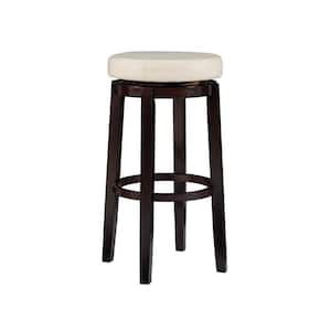Maya Rice Faux Leather Backless Swivel Barstool with Padded Seat