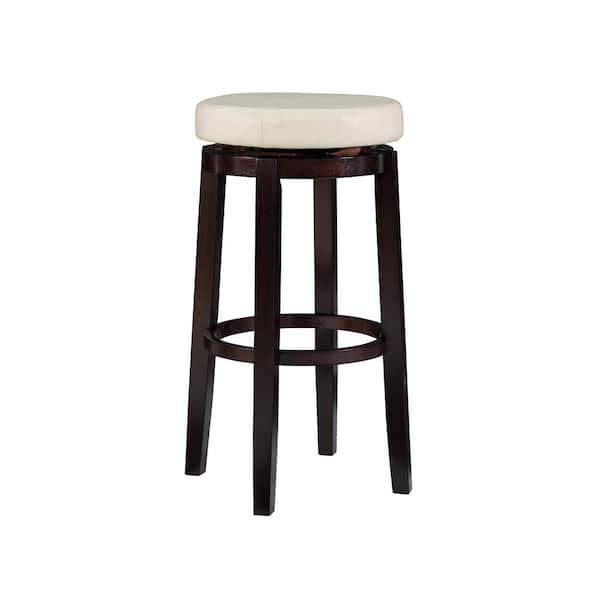 Linon Home Decor Maya Rice Faux Leather Backless Swivel Barstool with Padded Seat