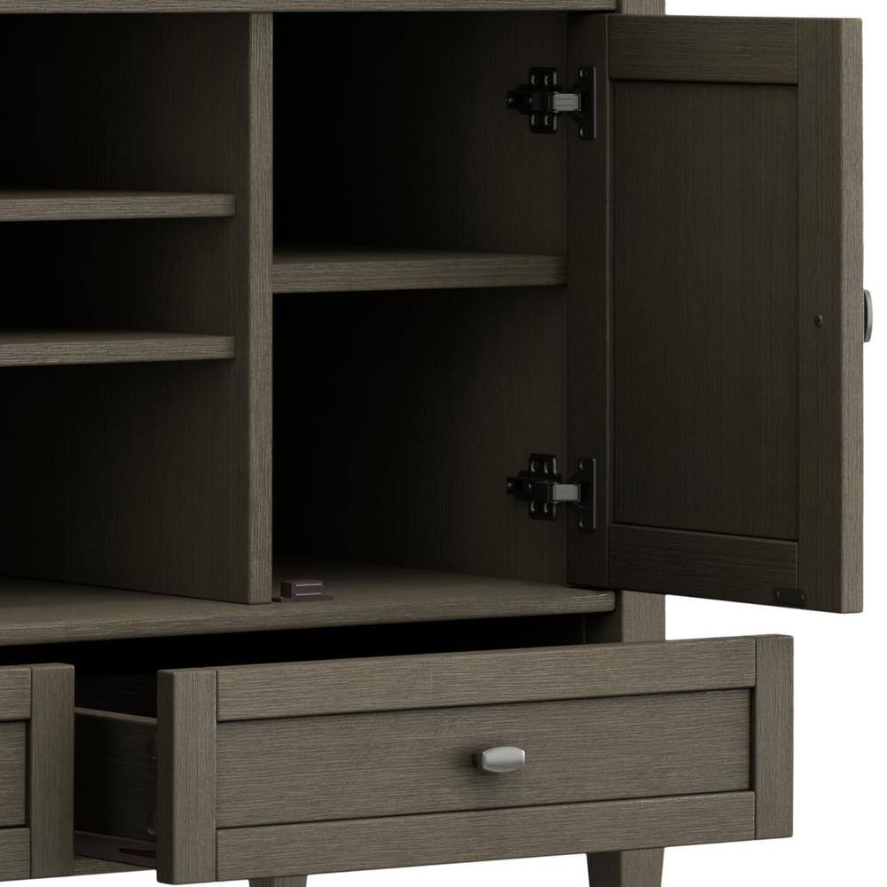 Farmhouse Gray Solid Wood TV Media Stand with Storage