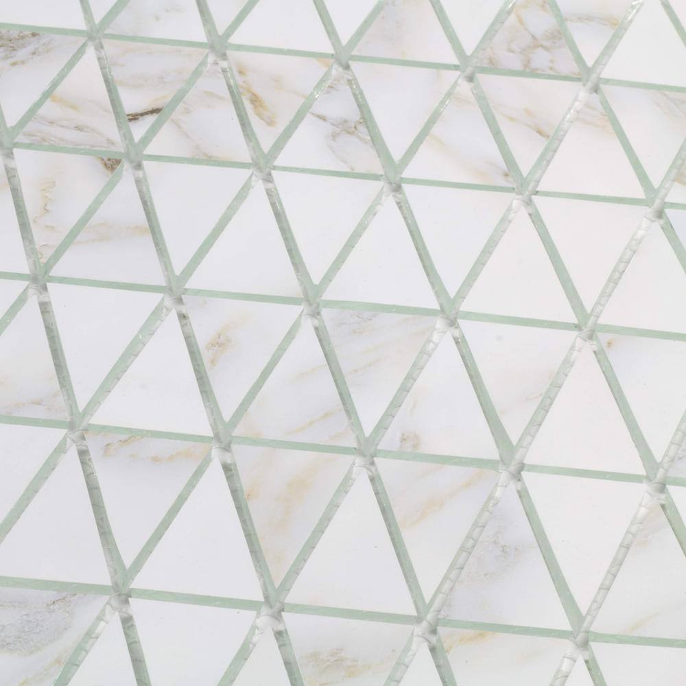Art Deco Calacatta Gold 12 in. x 12 in. Geometric Mosaic Glass Backsplash Wall Tile (1 Sq. Ft./Piece) price history on PriceWatchPro