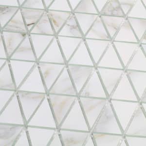 Art Deco Calacatta Gold 12 in. x 12 in. Geometric Mosaic Glass Backsplash Wall Tile (1 Sq. Ft./Piece)