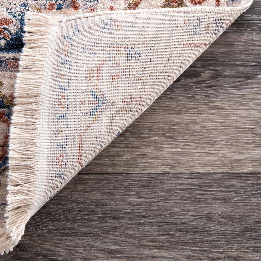 Ivory Synthetic Stain-Resistant Rectangular Area Rug 7x9