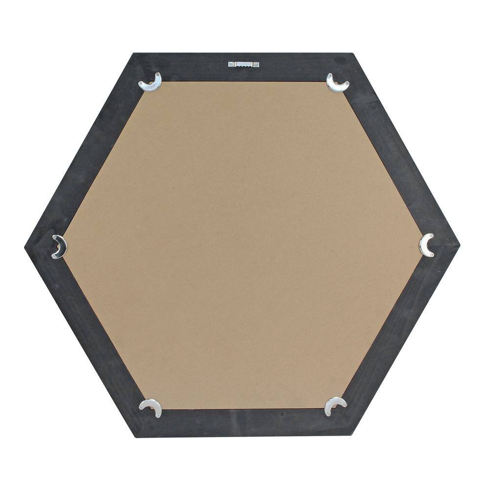 Modern Hexagon 27'' Black Wood Wall Vanity Mirror