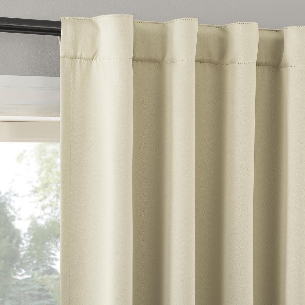 Cream Polyester 96" Blackout Back Tab Curtain Panel Pair