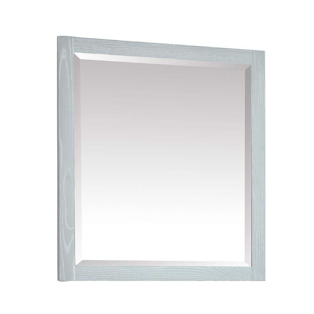 Sea Salt Gray 32"x28" Contemporary Rectangular Wood Vanity Mirror