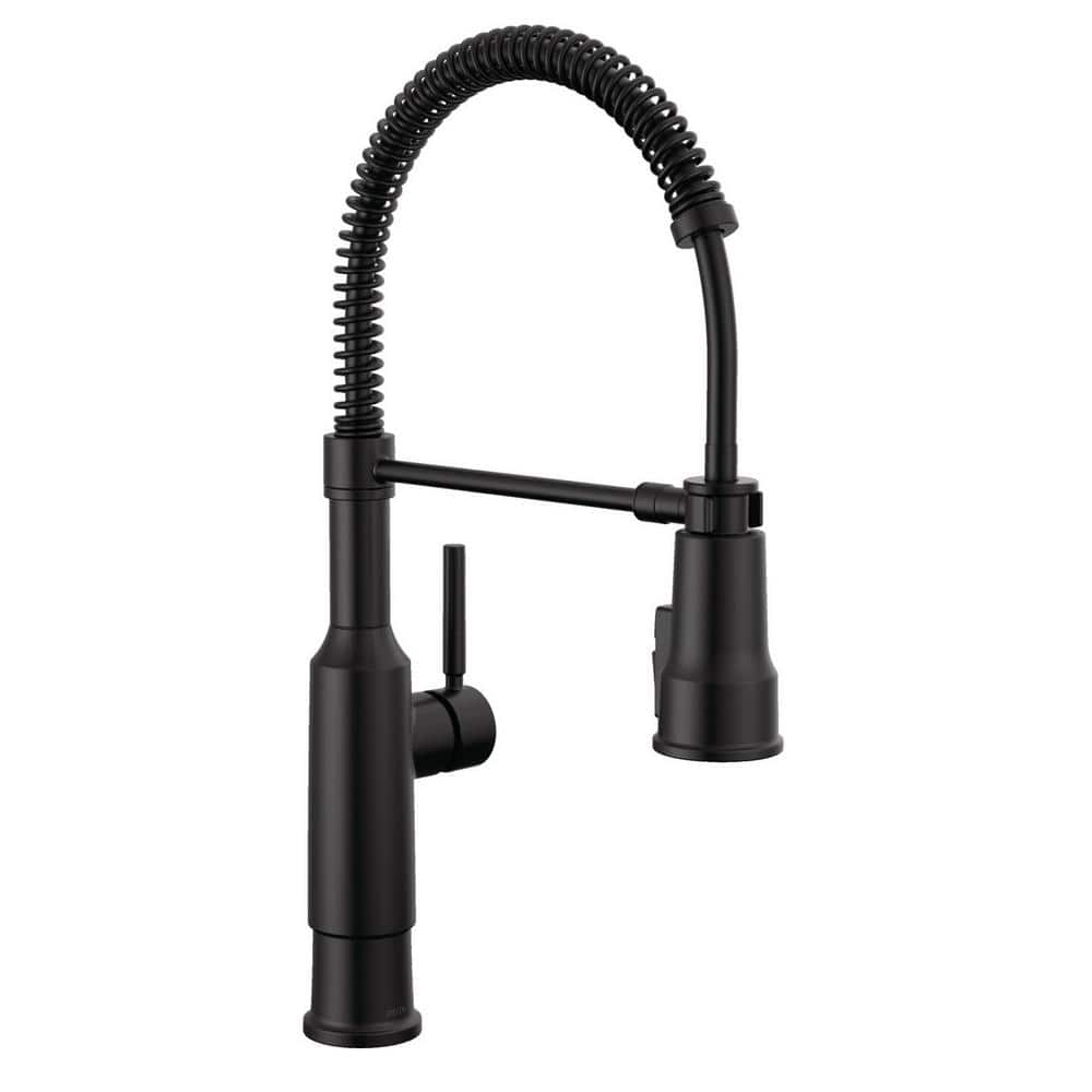 Matte Black Single Handle Pull-Down Spring Kitchen Faucet