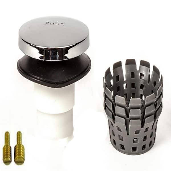 Fits 3/8 in. and 5/16 in. TubSTRAIN Universal ABS Toe Touch Hair Catcher Bathtub Drain Stopper in CH