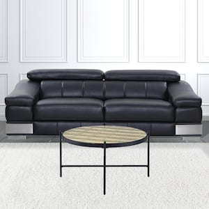 Amelia 35 in. Black & Glass Round Glass Coffee Table