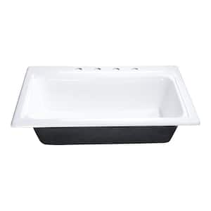 Towne 33 in. Drop-In Single Bowl Cast Iron Sink with 4-Faucet Holes