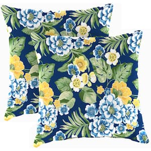 18 in. L x 18 in. W x 4 in. T Outdoor Throw Pillow in Binessa Lapis (2-Pack)