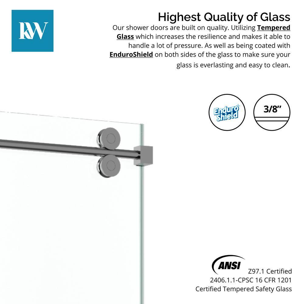 Radiance 54" Chrome Frameless Sliding Shower Door with Clear Glass