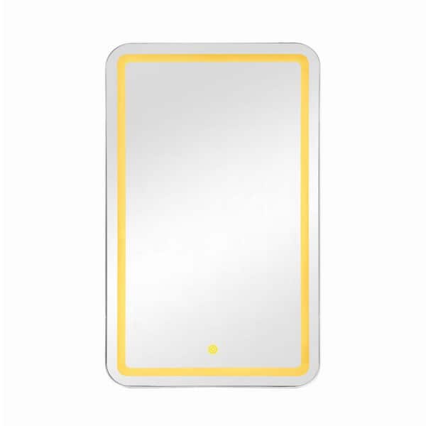 20.67 in. W x 33.66 in. H Rectangular Sliver Frame Recessed or Wall Mount Medicine Cabinet with Mirror and LED