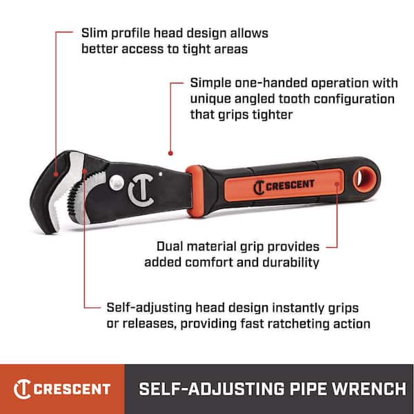 Crescent Tools 12 Self-Adjusting Dual Material Pipe Wrench - CPW12 -  EngineerSupply