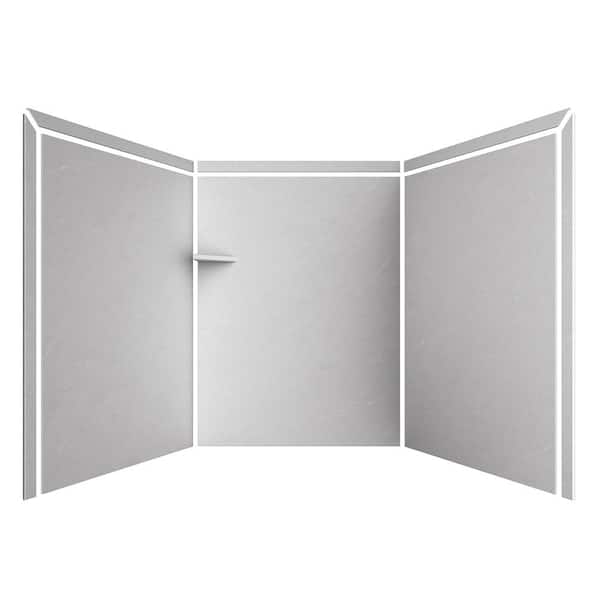 Royale 36 in. x 60 in. x 80 in. Easy Up Adhesive Alcove Bathtub/Shower Wall Surround in Sea Salt (11-Piece)