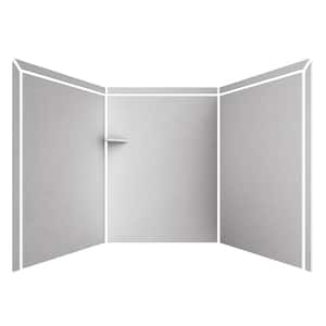 Adaptable 60 in. x 60 in. x 80 in. 9-Piece Easy Up Adhesive Alcove Shower Surround in Sea Salt