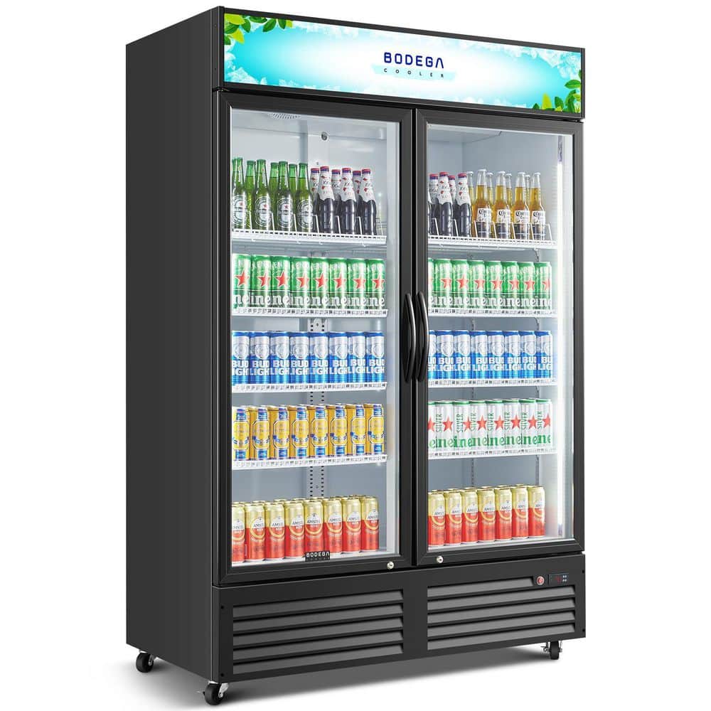 52.4 in. 40 cu. ft. Commercial Glass Door Merchandiser Upright Refrigerator Cooler in Black, LED Lighting price history on PriceWatchPro