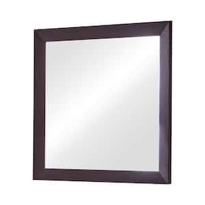 Modern 39 in. x 41 in. Rectangle Framed Espresso Brown Mirror with Wooden Frame and Mounting Hardware