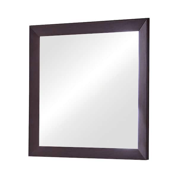 Benjara Modern 39 in. x 41 in. Rectangle Framed Espresso Brown Mirror with Wooden Frame and Mounting Hardware