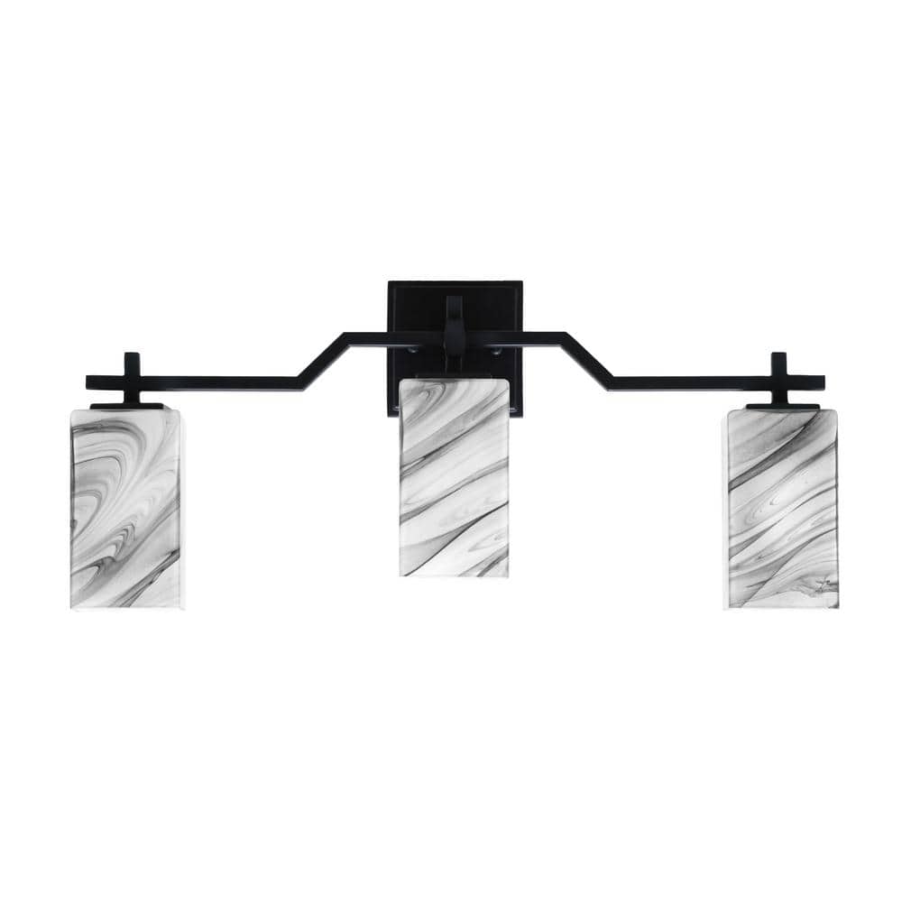 Bridgewater 24.75 in. 3 Light Vanity Light Matte Black 3.5 in. Square Onyx 