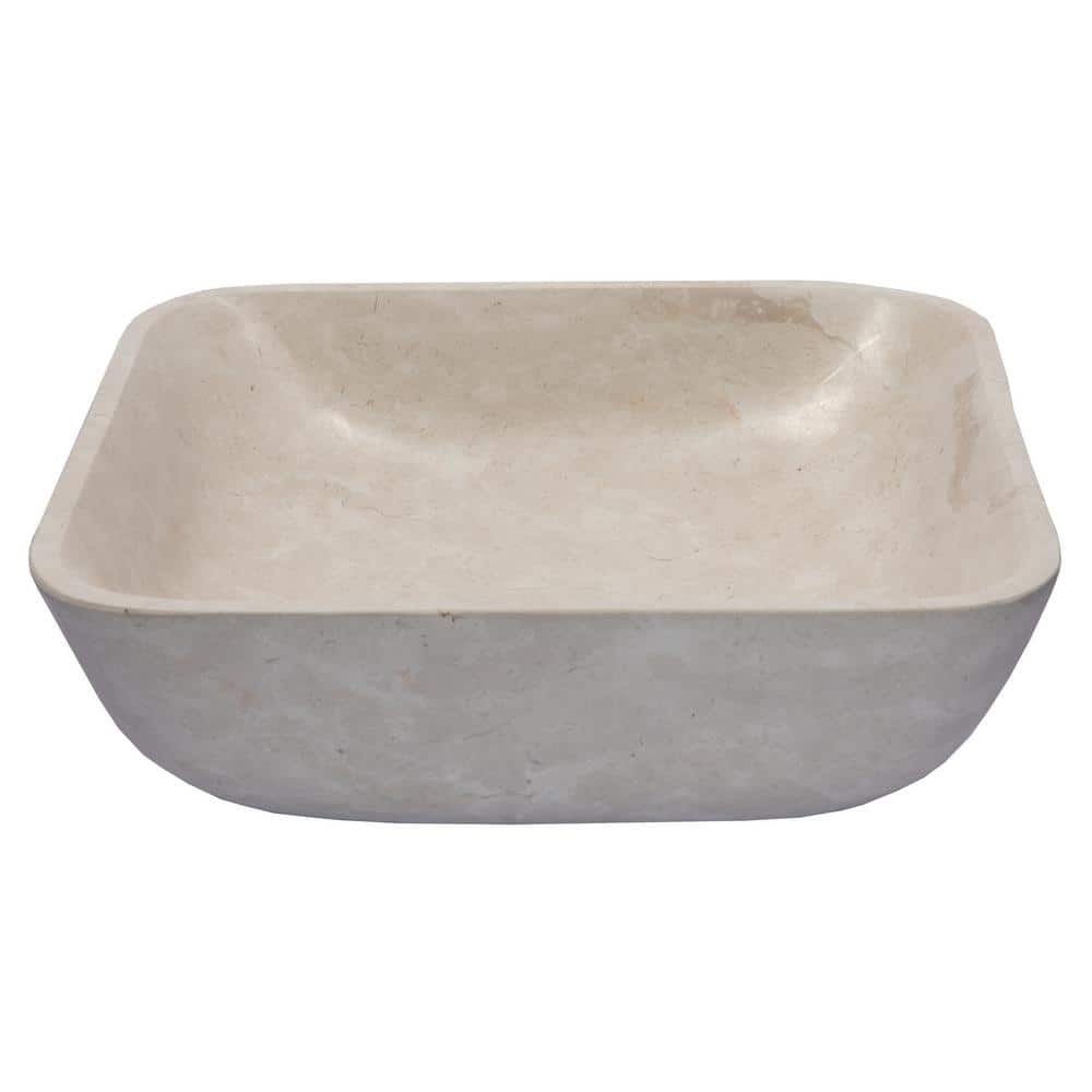 Creamy White Marble Square Bathroom Vessel Sink