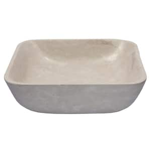 Rounded Square 15.75 in . Vessel Bathroom Sink in White Marble