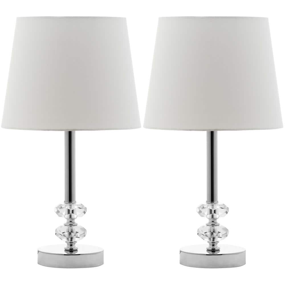 Ashford Clear Crystal Orb Table Lamp Set with White Shade