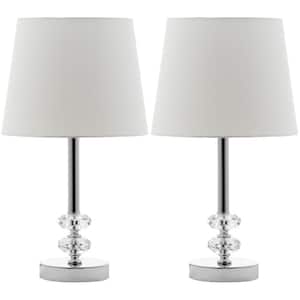 Ashford 16 in. Clear Crystal Orb Table Lamp with White Shade (Set of 2)