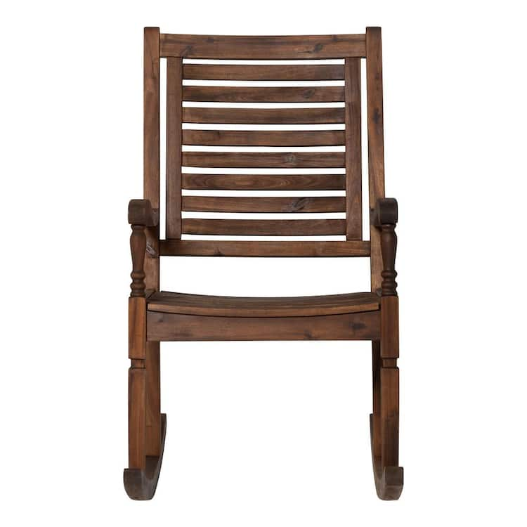 Walker Edison Furniture Company Boardwalk Dark Brown Acacia Wood Outdoor Rocking Chair