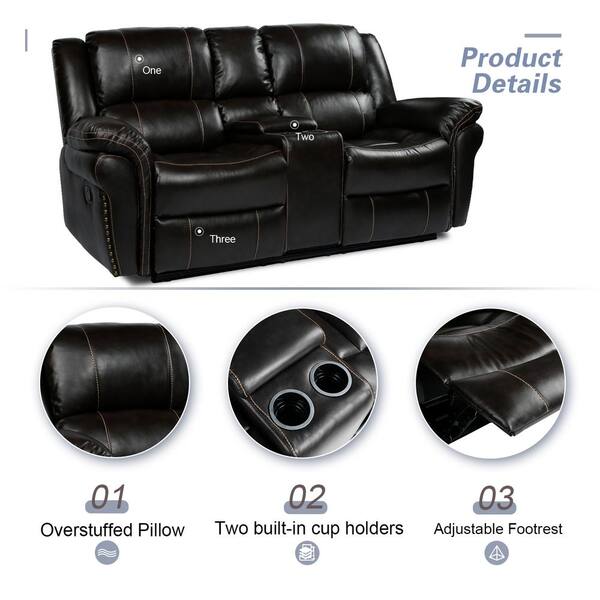 Slope Arm Big And Tall Leather Sofa, Large Black Leather Reclining Sectional Couches